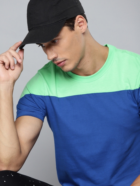 

Kook N Keech Men Blue Green Pure Cotton Colourblocked Pure Cotton T-shirt