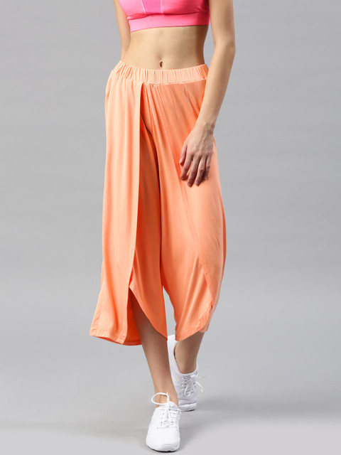 

HRX by Hrithik Roshan Peach-Coloured Cropped Palazzos