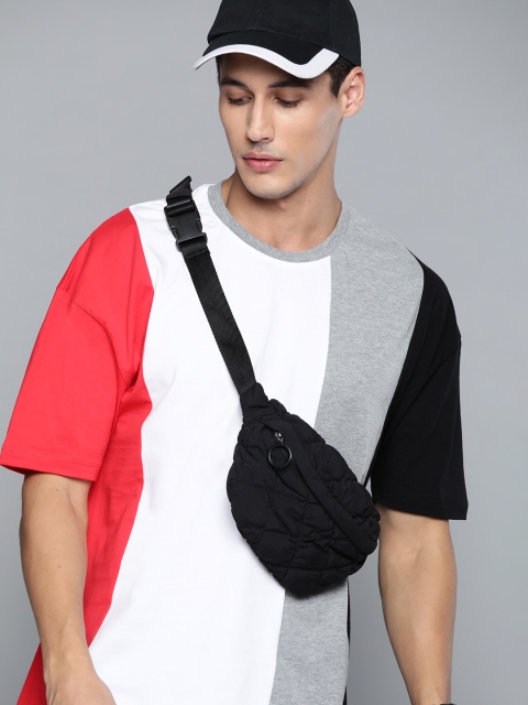 

Kook N Keech Men White & Grey Melange Striped Drop-Shoulder Sleeves T-shirt