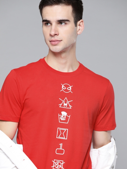 

Kook N Keech Marvel Men Red White Printed Cotton Pure Cotton T-shirt