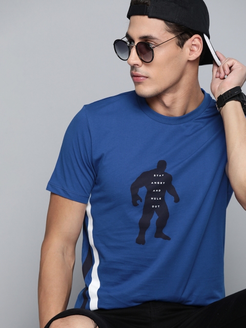 

Kook N Keech Marvel Men Blue & Black Pure Cotton Printed T-shirt