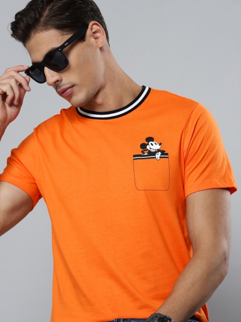 

Kook N Keech Disney Men Orange Pure Cotton Mickey Mouse Pure Cotton T-shirt