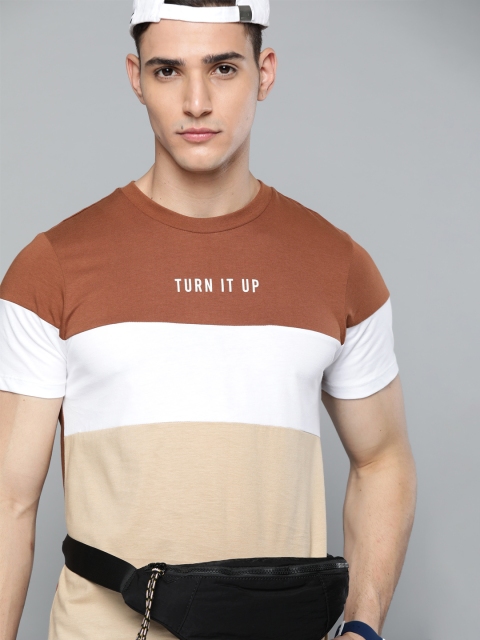 

Kook N Keech Men Brown & Beige Colourblocked T-shirt