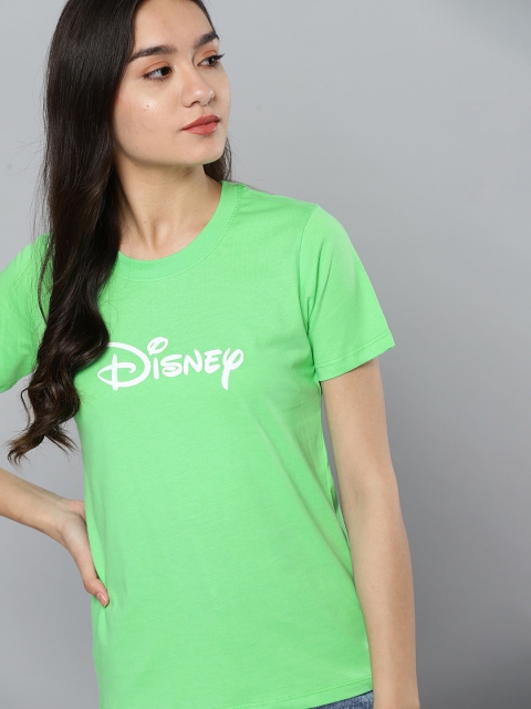 

Kook N Keech Disney Women Green & White Typography Print Cotton T-shirt