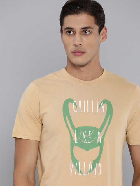 

Kook N Keech Marvel Men Beige & Green Loki Printed Pure Cotton T-shirt