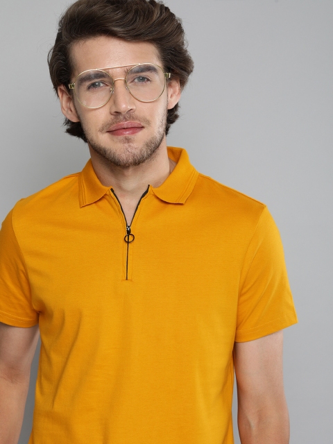 

Mast Harbour Men Yellow Polo Collar Pure Cotton T-shirt