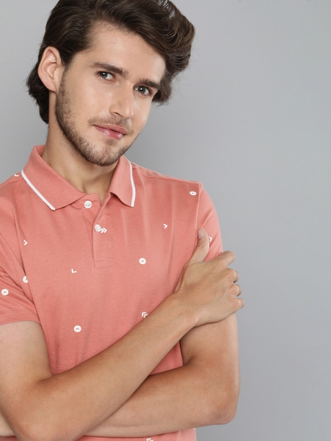 

Mast & Harbour Men Coral Printed Polo Collar T-shirt