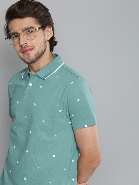 

Mast & Harbour Men Blue Printed Polo Collar T-shirt