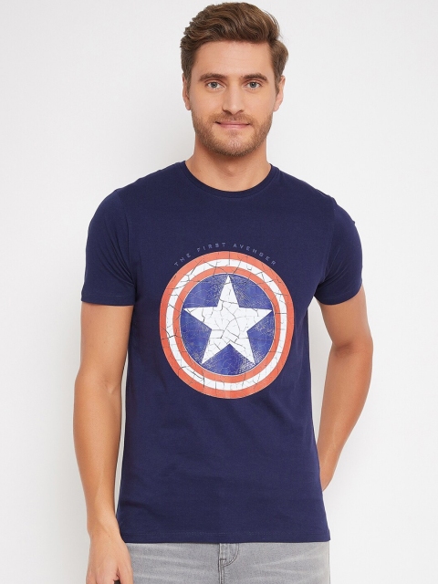 

Marvel Avengers Men Navy Blue Captain America Printed T-shirt