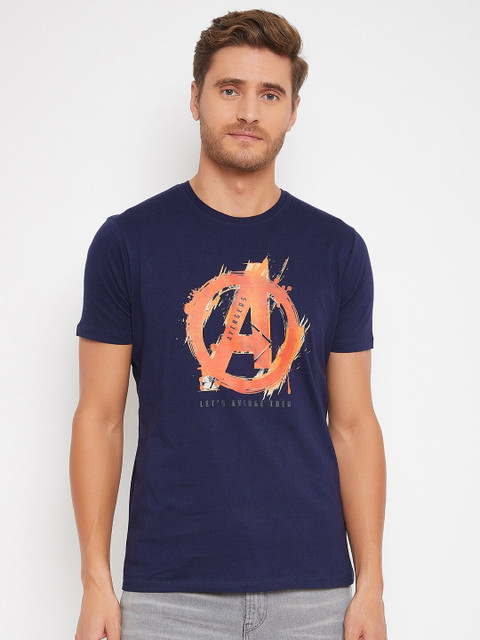 

Marvel Avengers Men Navy Blue Printed T-shirt