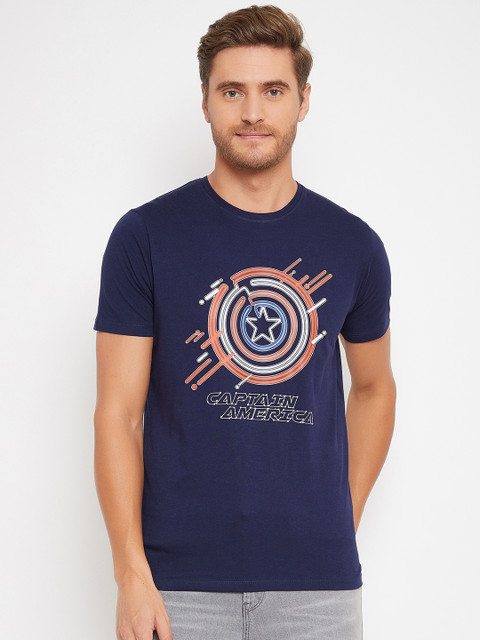

Marvel Avengers Men Navy Blue & Red Avengers Printed T-shirt