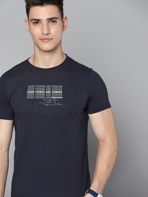 

M&H Our Water Men Navy Blue Printed Sustainable T-shirt