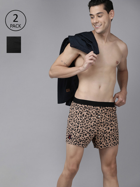 

THE BEAR HOUSE Men Pack Of 2 Assorted Comfort Fit Pure Cotton Knitted Boxers TBH-FREDA