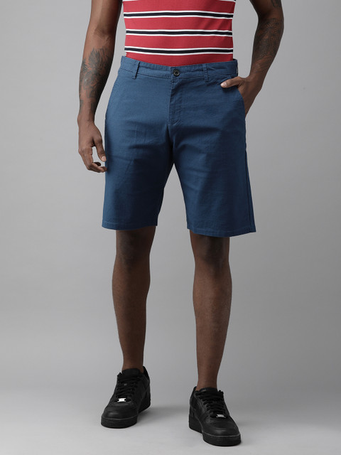 

French Connection Men Blue Slim Fit Mid-Rise GEORGE Regular Shorts