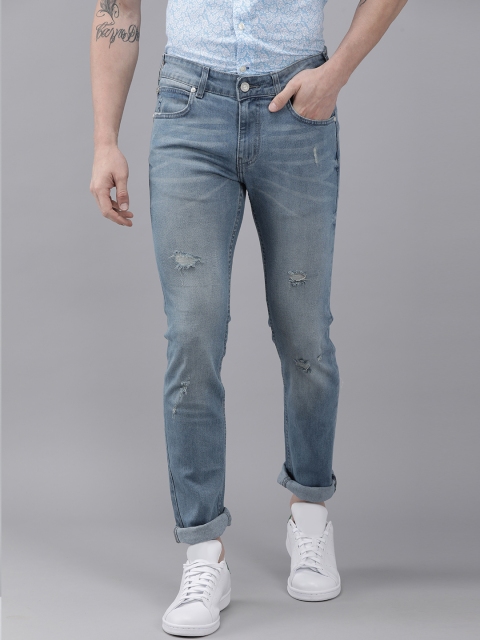 

French Connection Men Blue Low Distress Light Fade Stretchable Jeans