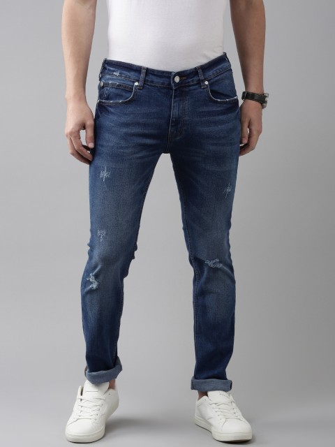 

French Connection Men Blue Skinny Fit Mildly Distressed Stretchable Jeans
