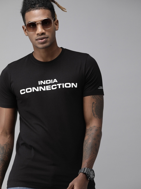 

French Connection Men Black Typography Printed T-shirt