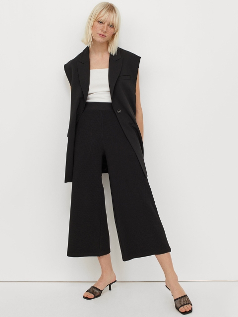 

H&M Women Black Wide Pull-On Trousers