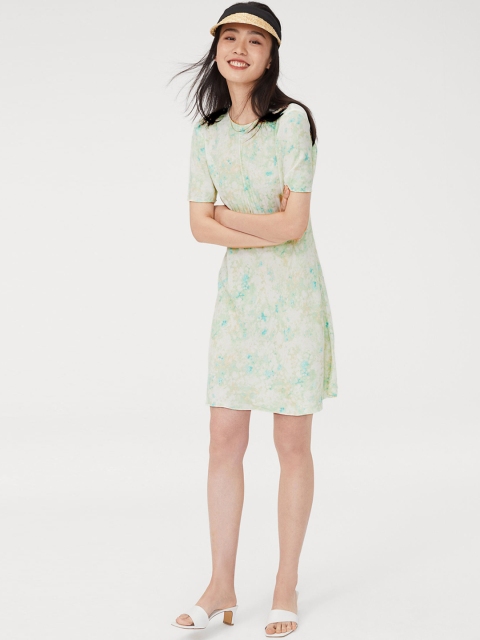 

H&M Women Green Crepe Dress