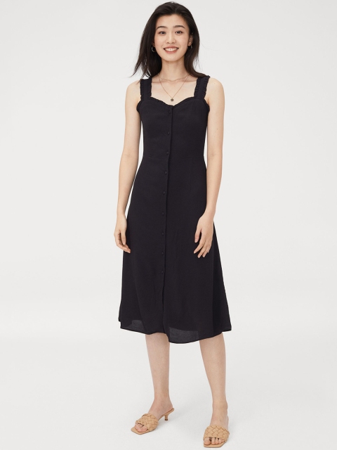 

H&M Women Black Solid Crepe Dress