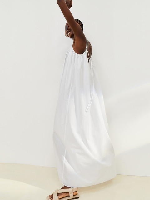 

H&M Women White Solid Airy Cotton Dress