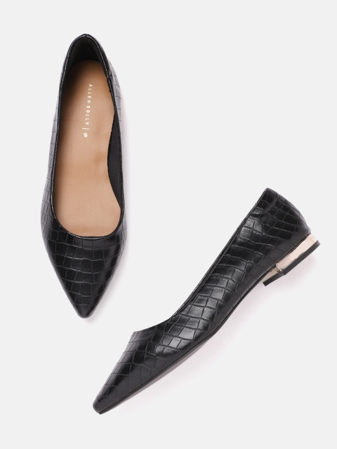 

Allen Solly Women Black Croc Textured Ballerinas