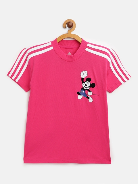 

ADIDAS Kids Pink Disney Mickey Mouse Print Cotton Training T-shirt