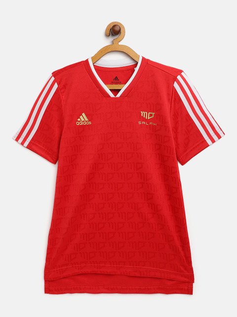 

ADIDAS Boys Red A.R Salah Football Inspired Aeroready Patterned Training Sustainable Jersey