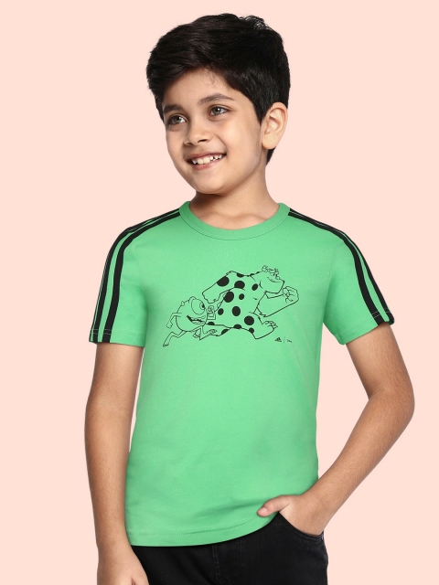 

ADIDAS Boys Lime Green & Black Cotton Disney Pixar Monsters Inc. Print T-shirt