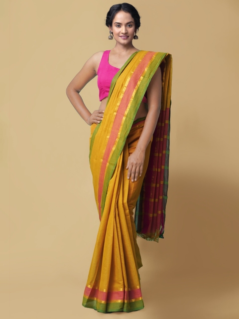 

Unnati Silks Women Yellow Mangalagiri Cotton Saree