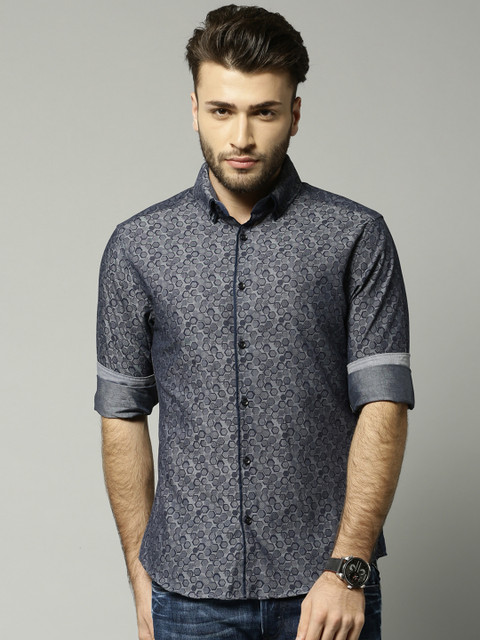 

Marks & Spencer Men Navy Blue Slim Fit Printed Casual Shirt