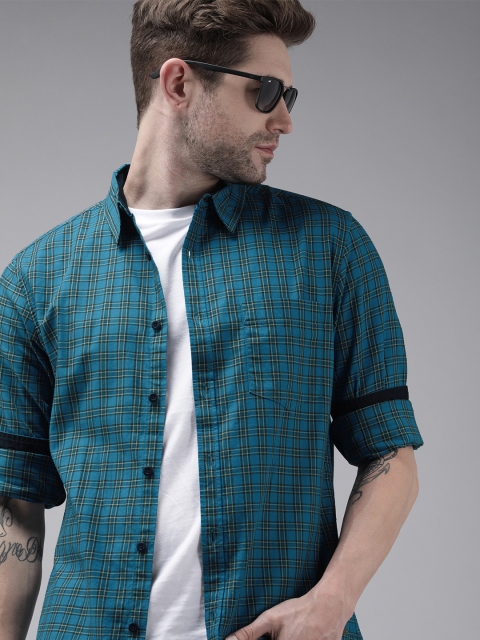 

Roadster Men Blue Tartan Checked Pure Cotton Casual Shirt