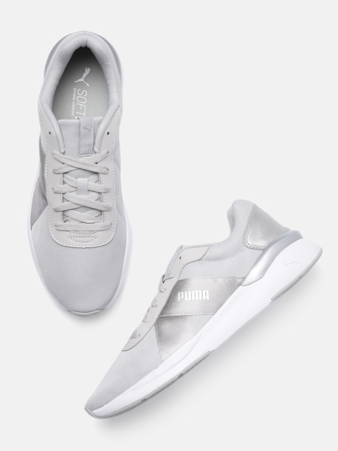 

Puma Women Grey & Silver-Toned Rose Metallic Pop Sneakers