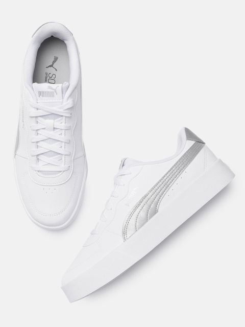 

Puma Women White Skye Clean Metallic Leather Trainers
