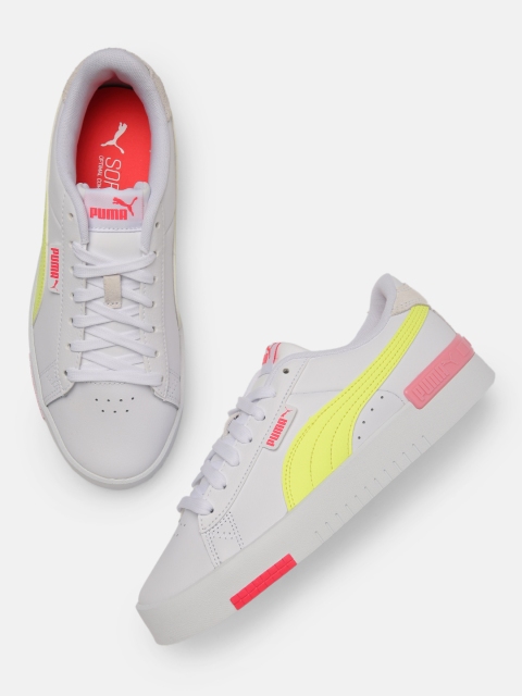 

Puma Women White & Yellow Colourblocked Jada Blend Trainers