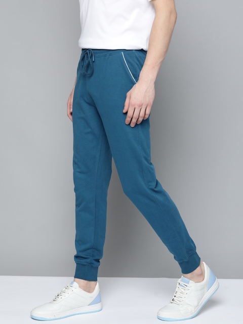 

Mast & Harbour Men Blue Solid Pure Cotton Straight Fit Joggers
