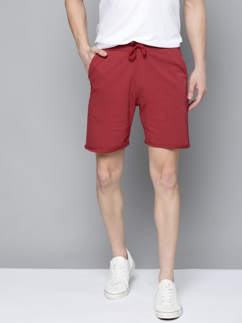

Mast & Harbour Men Maroon Mid-Rise Cotton Regular Shorts
