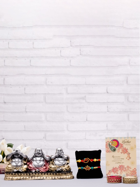 

Archies Set Of 2 with Buddha Idol Greeting Card & Roli-Chawal, Multi