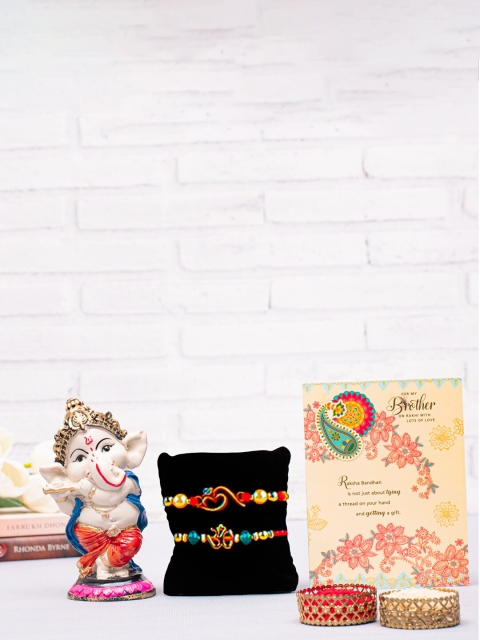 

Archies Combo Set of 2 Rakhis with Ganesha Idol, Roli Chawal & Greeting Card, Multi