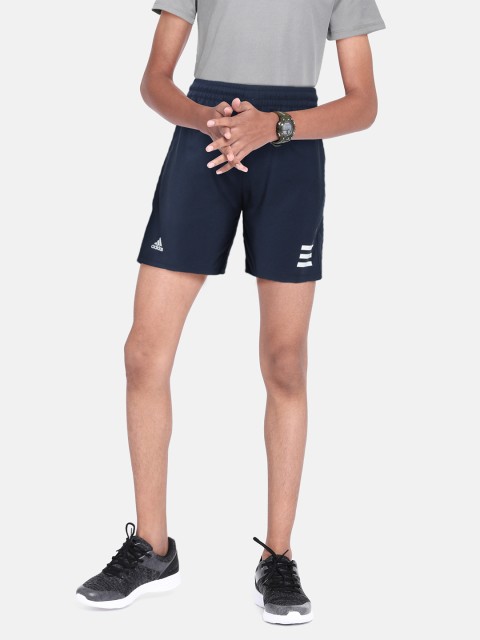 

ADIDAS Boys Blue Solid Club Tennis 3 Stripes Aeroready Sustainable Shorts, Navy blue