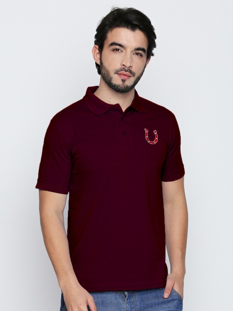 

Blacksmith Men Maroon Polo Collar Embroidered T-shirt