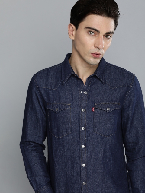 

Levis Men Blue Slim Fit Opaque Casual Shirt