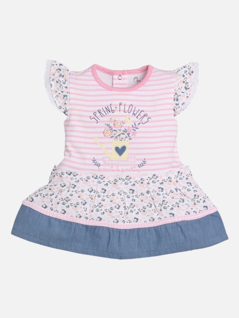 

BABY GO Girls Multicoloured Striped A-Line Cotton Dress, Multi