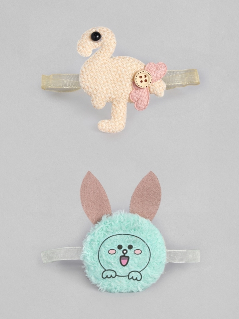 

I Jewels Pack of 2 Yellow & Blue Cartoon Character Handcrafted Rakhi, Beige