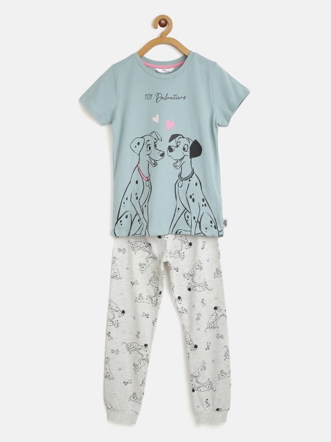 

Marks & Spencer Girls Green & Grey Melange 101 Dalmatians Print Night Suit
