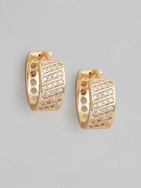 

Carlton London Gold-Plated Stone-Studded Circular Hoop Earrings