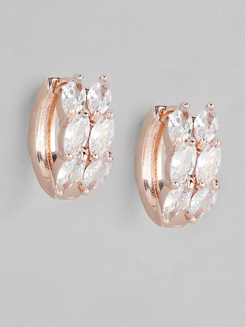 

Carlton London Rose Gold-Plated Stone Studded Circular Hoop Earrings