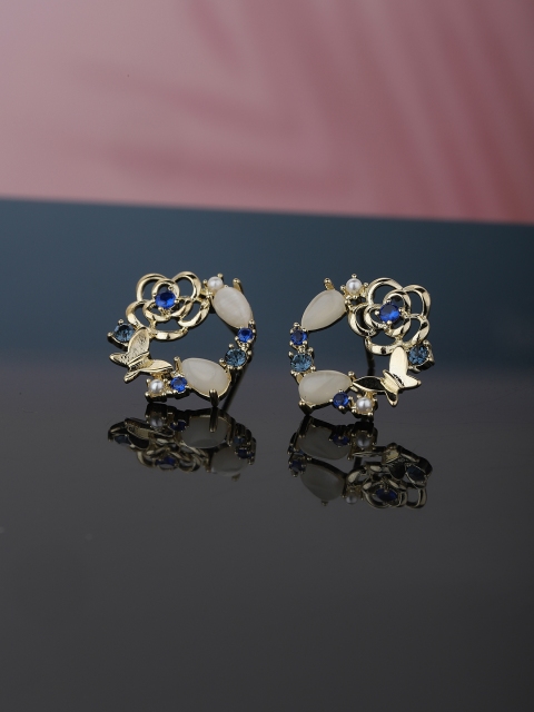 

Carlton London Blue Gold-Plated Stone-Studded Contemporary Studs