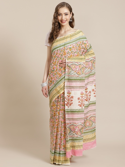 

Libas White & Red Floral Pure Cotton Saree