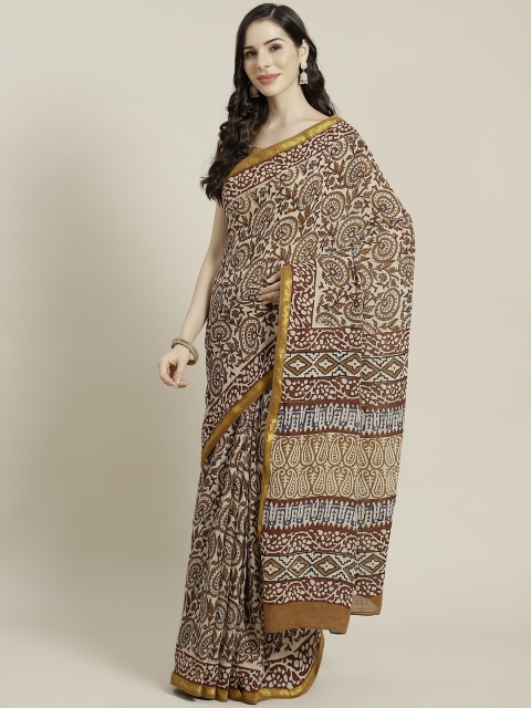 

Libas Beige & Brown Ethnic Motifs Pure Cotton Saree